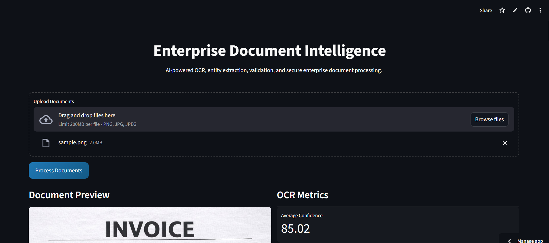 Enterprise Document Intelligence System project screenshot
